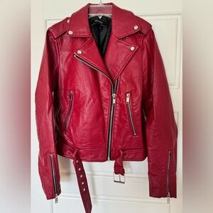 Zara Basic Women’s  (Vintage) Leather‎ Biker Jacket Size XS NWOT
